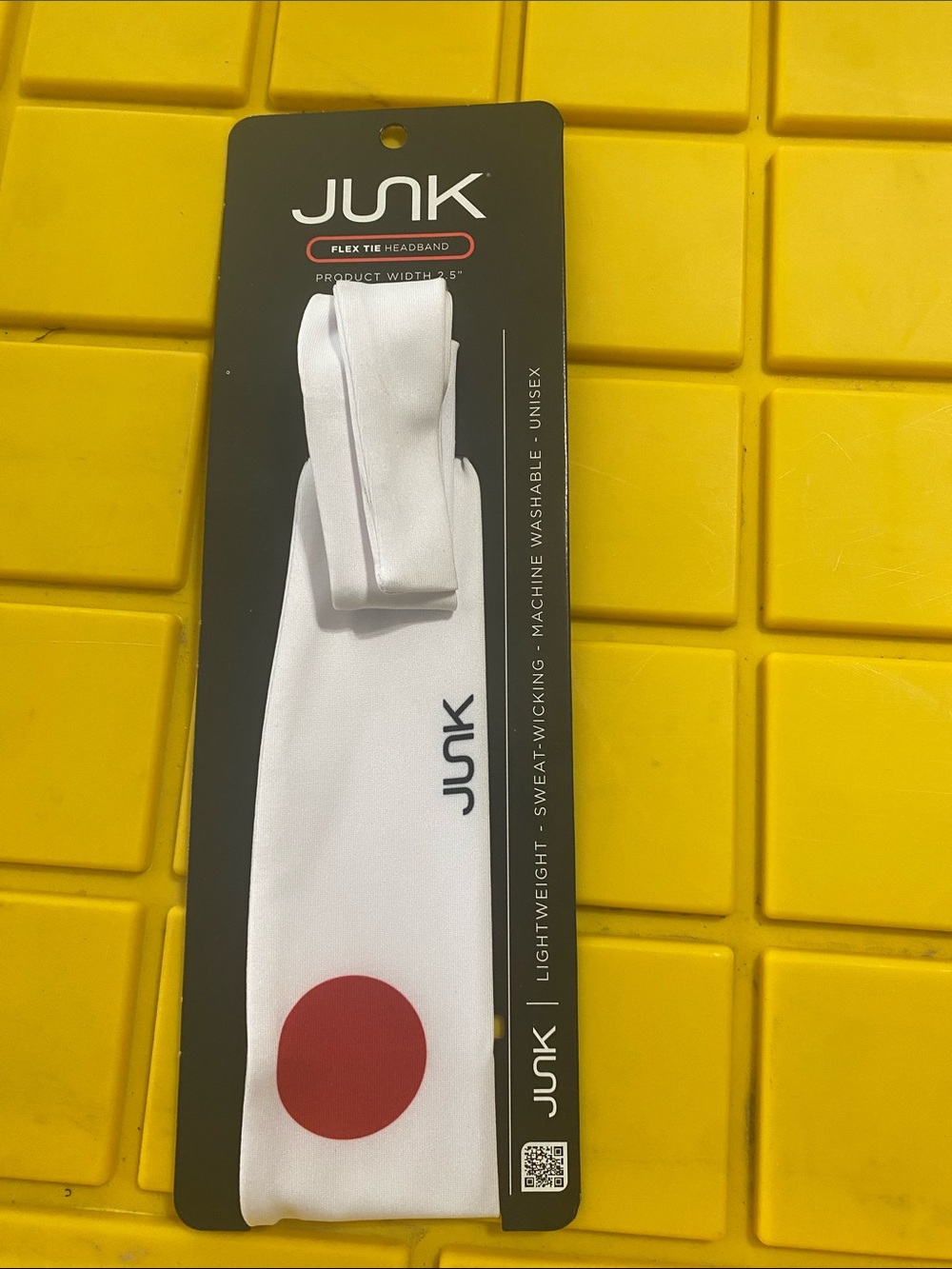 JUNK White Athletic Headband with Red Accent